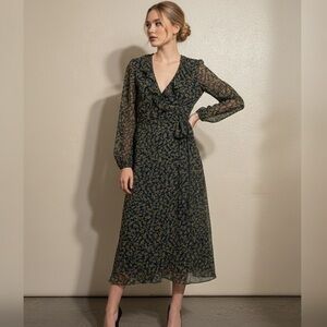 Nordstrom EVERLY Fairy Boho Floral Wrap Midi Dress